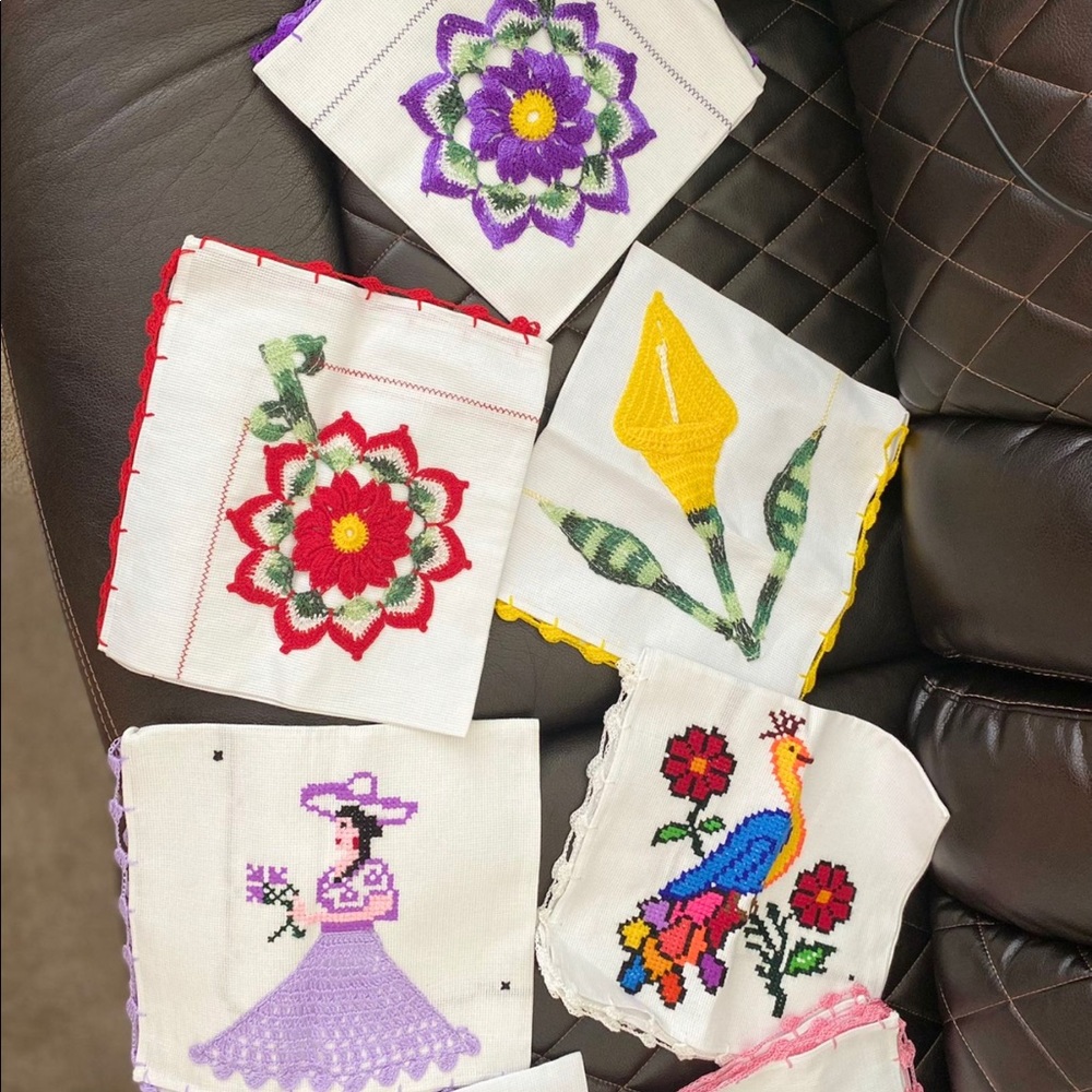 Handmade  Cross-stitch Tortilla Napkins